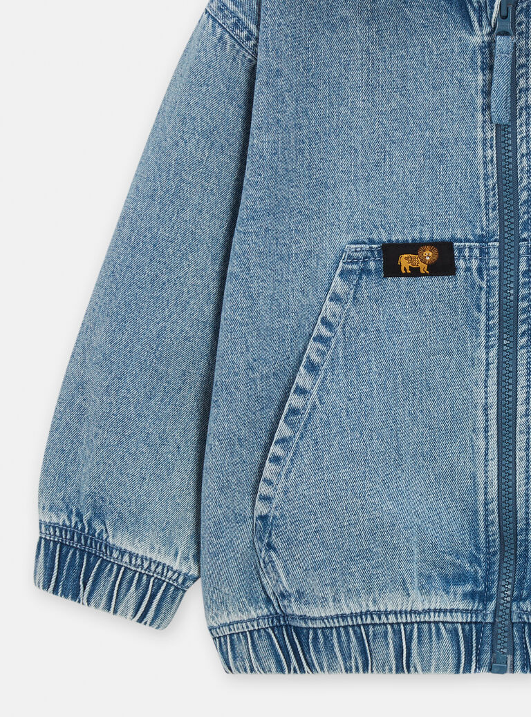 Gilet denim clair à capuche pour garçon