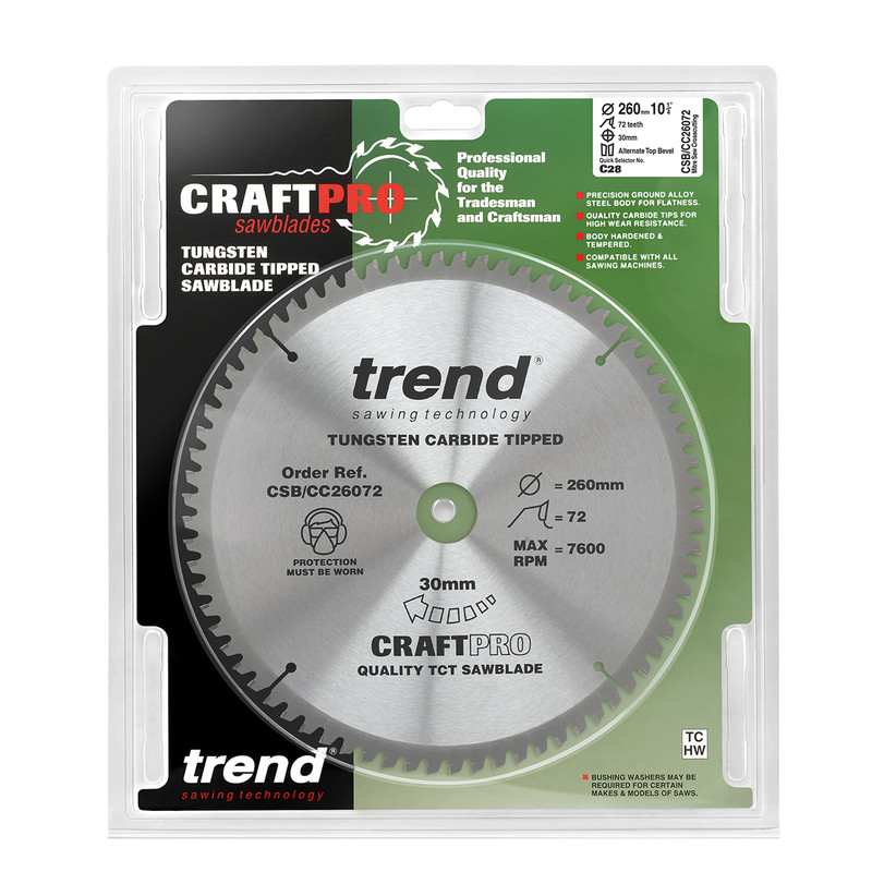 Trend Crosscut cirkelzaagblad 260x30x2,6mm 72T