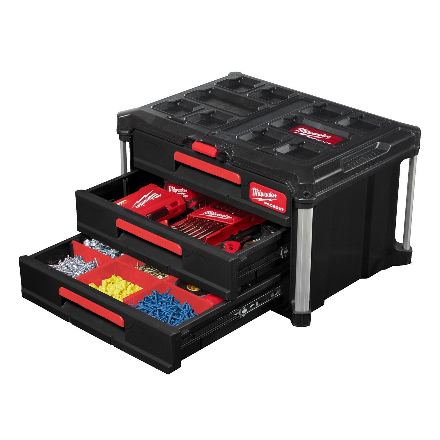 Milwaukee PACKOUT™ Gereedschapskoffer met drie lades - 4932472130