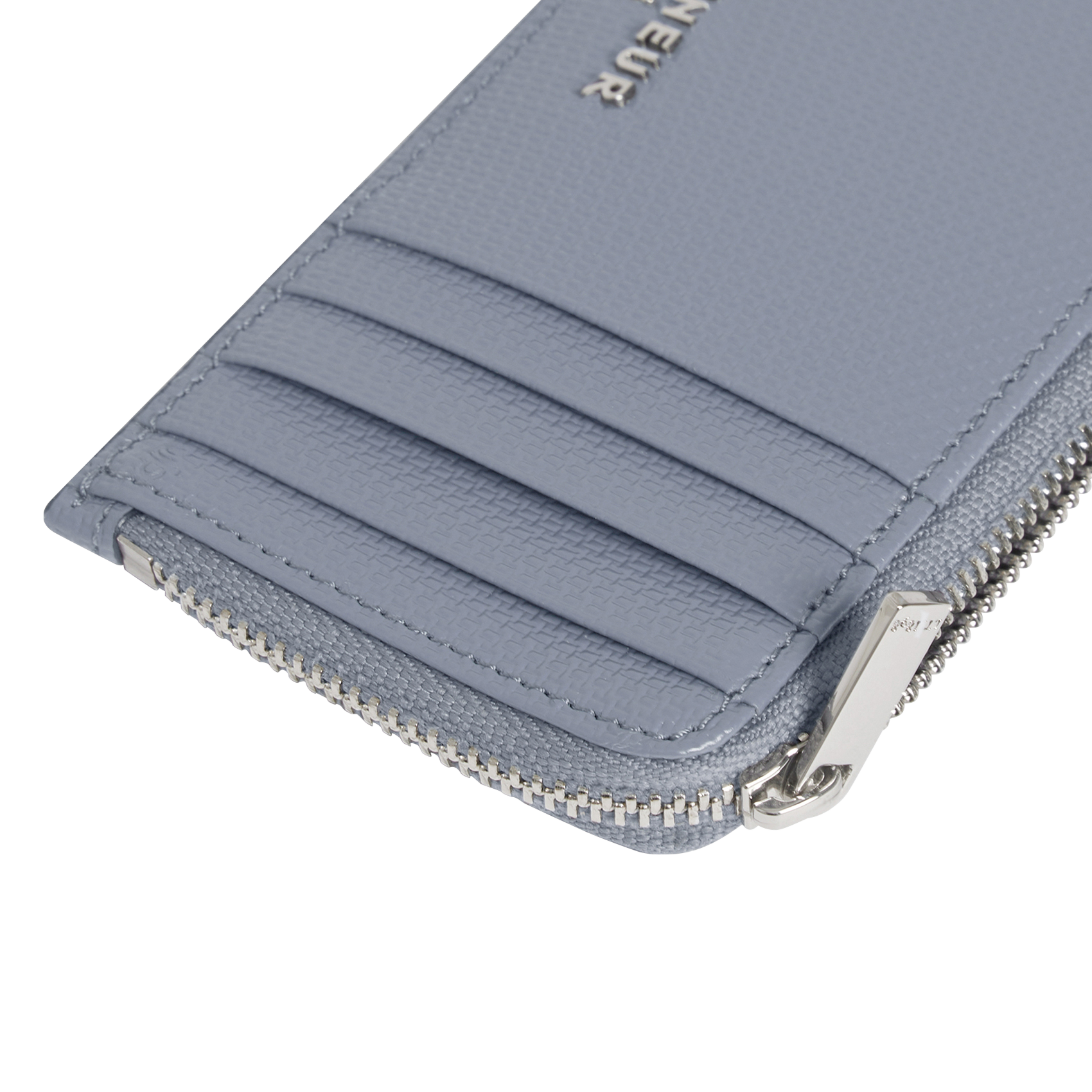 EMILE - Porte carte zippé en cuir monogramme | Bleu