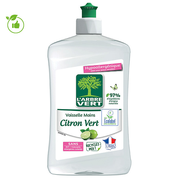 Liquide vaisselle 2 en 1 L'Arbre Vert citron vert 500 ml