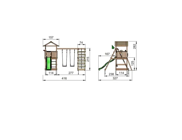 Jungle Gym House legetårn komplet inkl. climb module xtra ekskl. rutschebane (804-312CB)