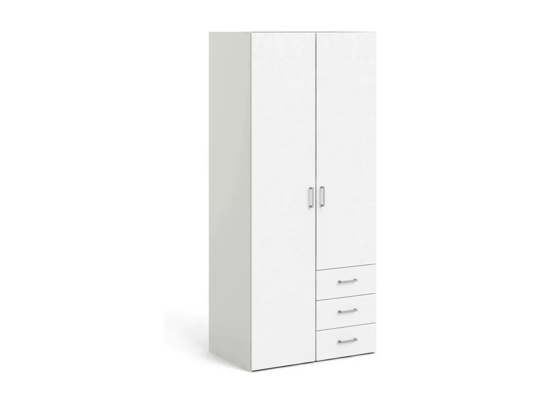 Garde-robe 2 portes Dscurt, Meubles de chambre, Penderie de plain-pied, Placard à vêtements, 77x49 h175 cm, Blanc