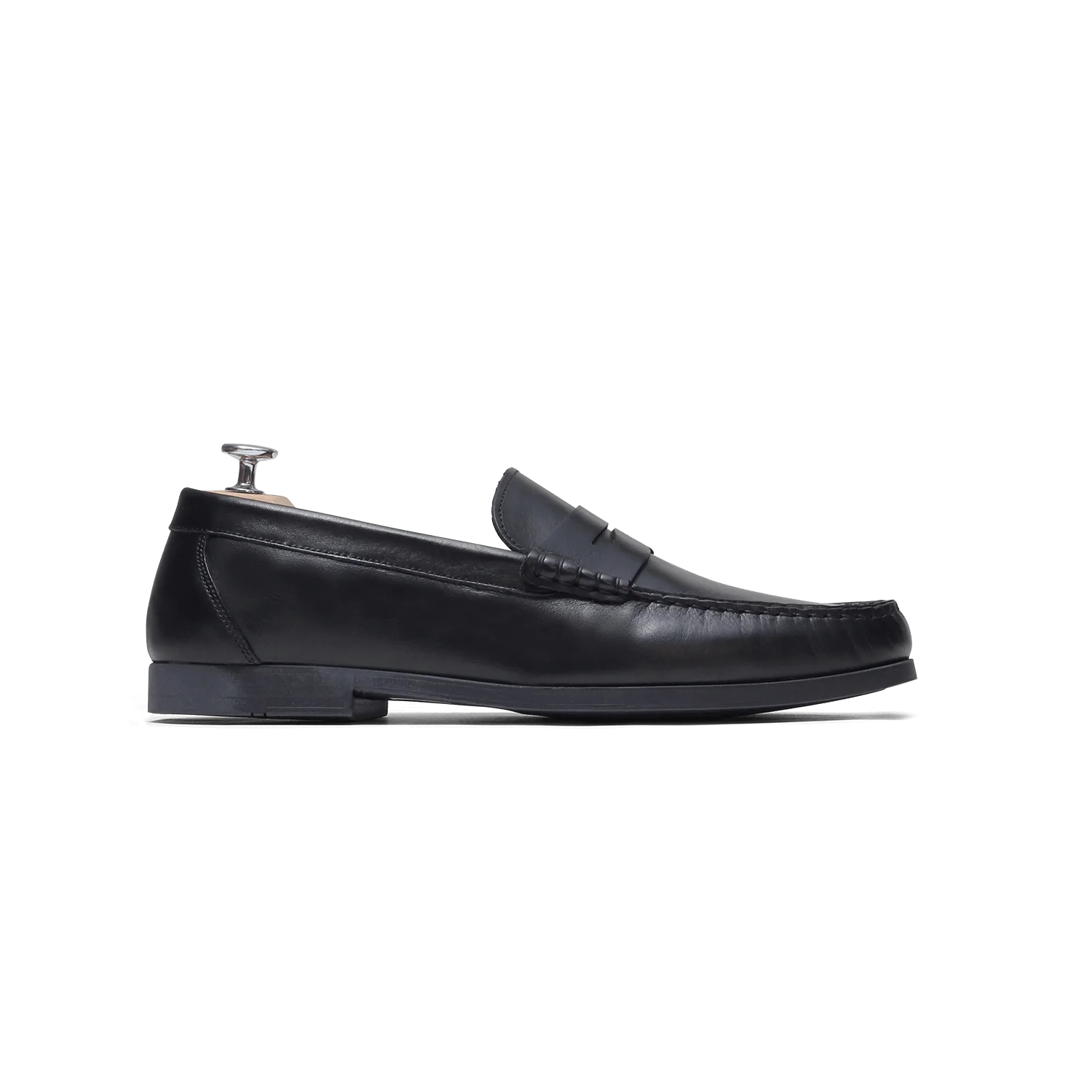 Bay-Mocassin en cuir noir