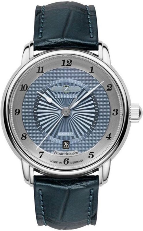 Zeppelin - Polshorloge - Zilver - Blauw - Leer - RVS - Automatisch