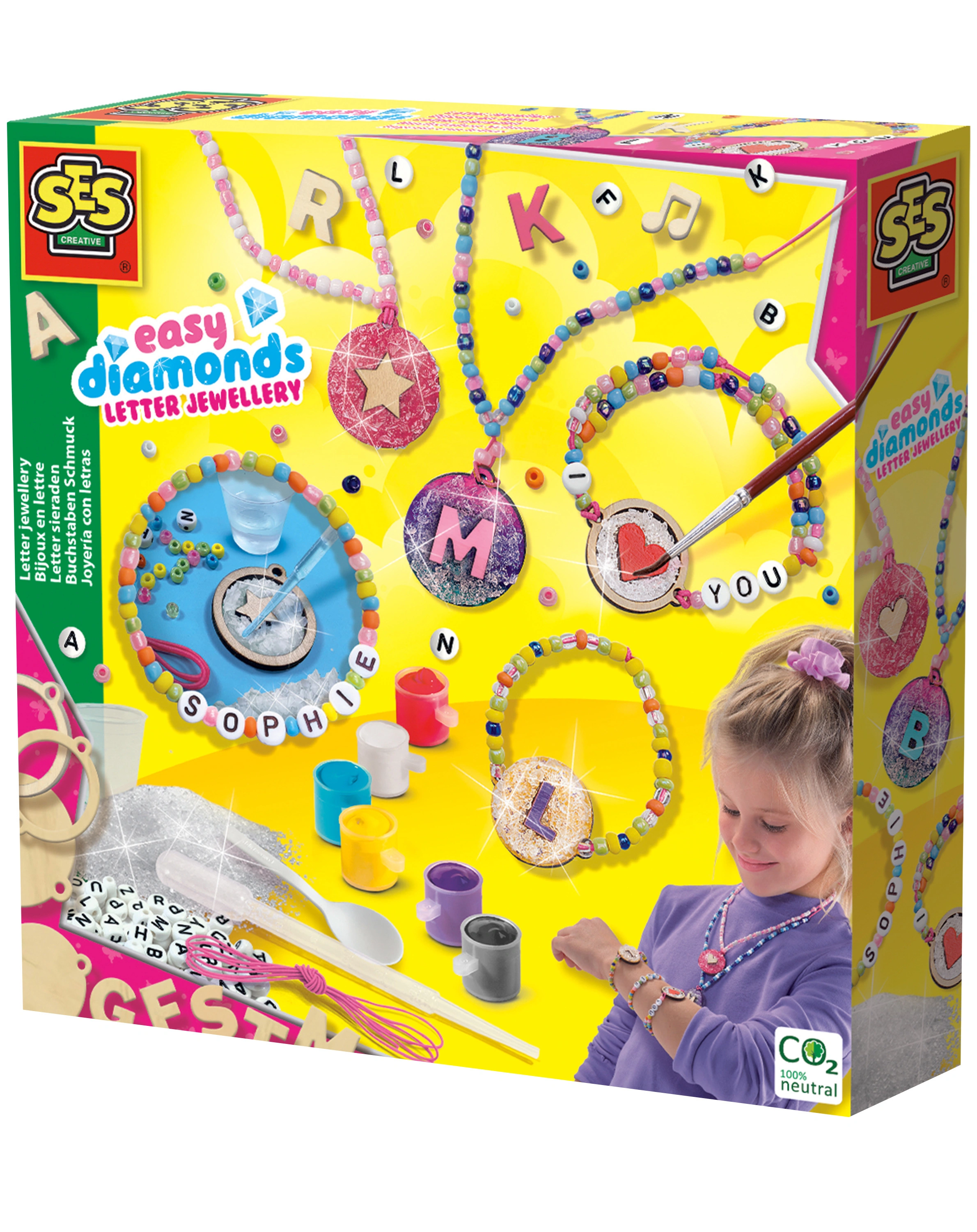 Schmuck-Bastelset EASY DIAMOND - BUCHSTABEN in bunt