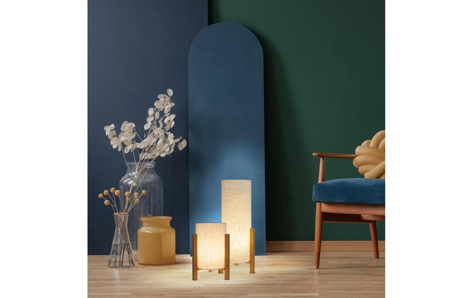 Tischleuchte «Matilda» 32 cmTischlampe aus Holz und Textil