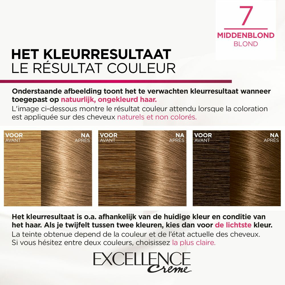 L'Oréal Excellence Crème Permanente Crèmekleuring 7 Middenblond