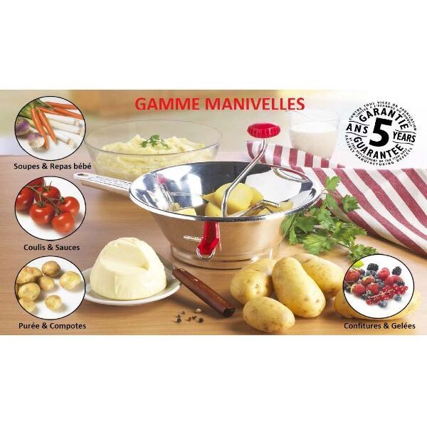 Passe légumes inox 24 cm 3 grilles