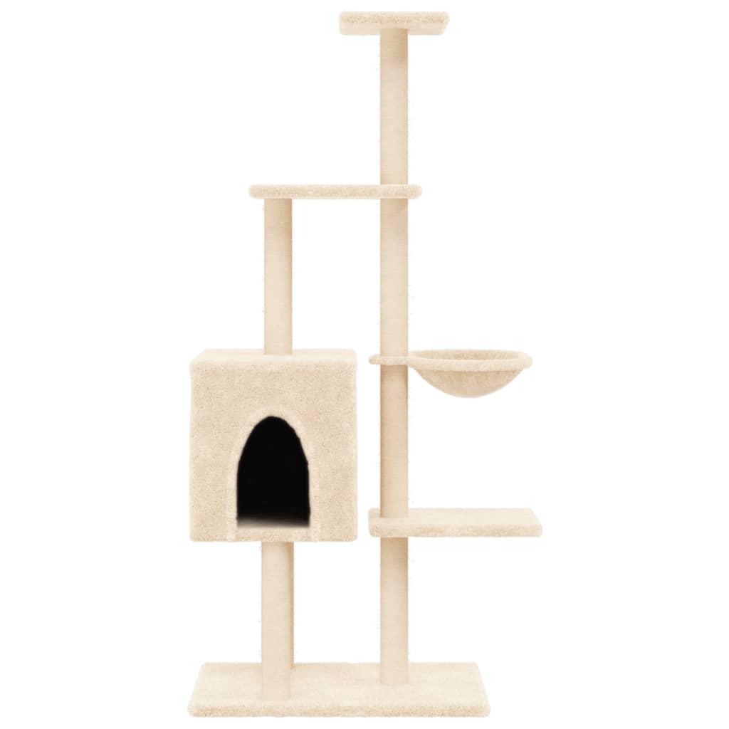 Arbre à chat avec griffoirs en sisal crème 145 cm