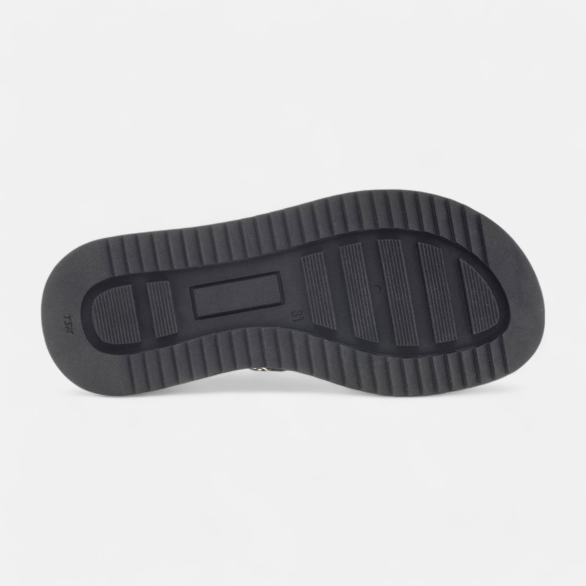 Nu-pieds Fille en cuir noir