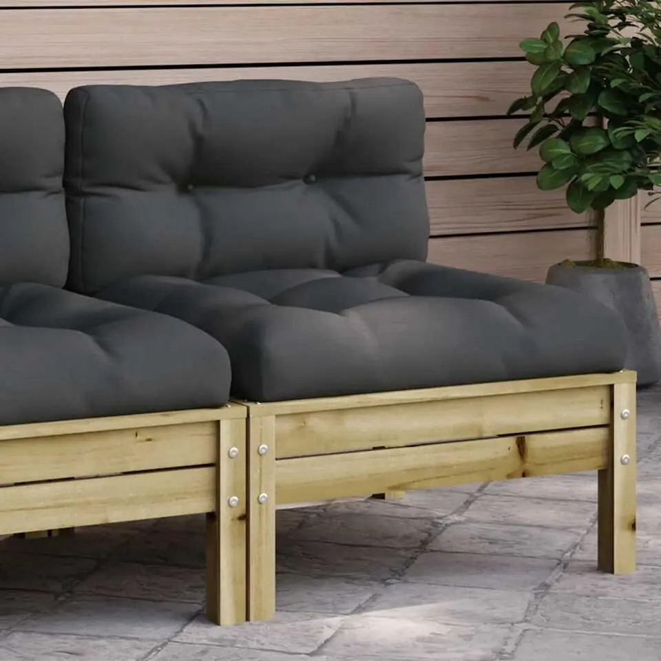 vidaXL - Tuinbank zonder armleuningen - Bruin - Hout - Met kussens
