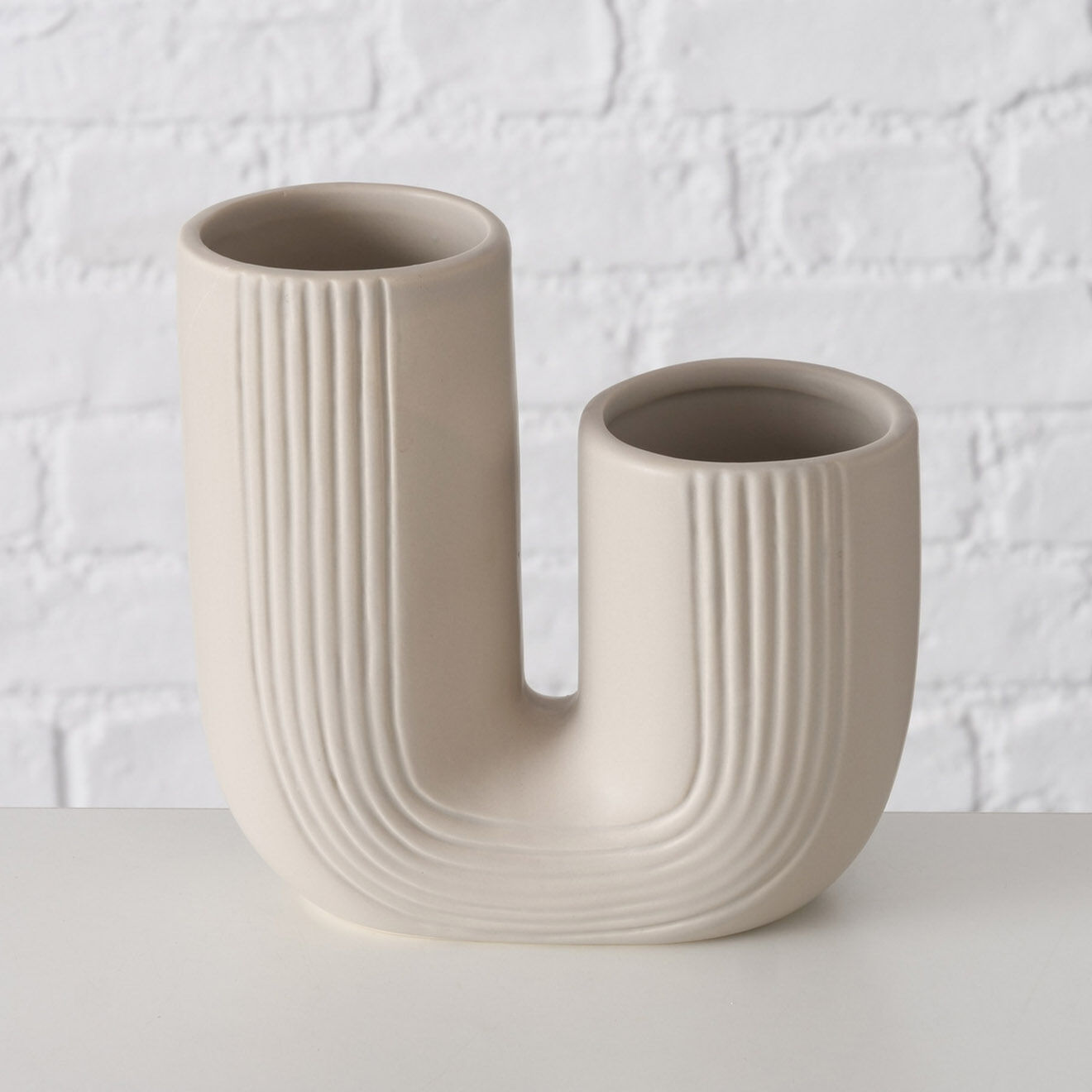 Boltze 2 Vases Filicio beiges - 17x8x16 cm