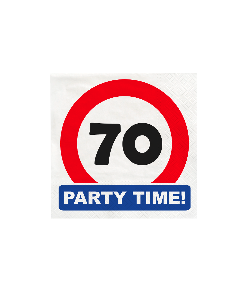 70 Jaar Servetten Verkeersbord 16,5cm 16st