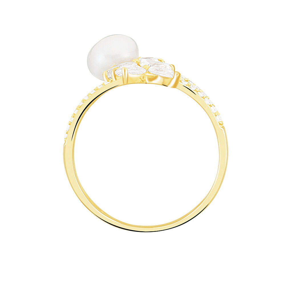 Bague Norah Or Jaune Perle De Culture Et Oxyde De Zirconium