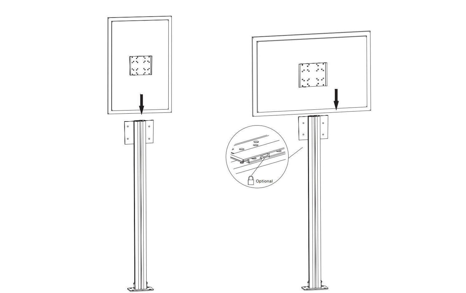 Standfuss 2395 Silber<br>Bodenmontierter Displayständer für sitzende oder stehende Zuschauer