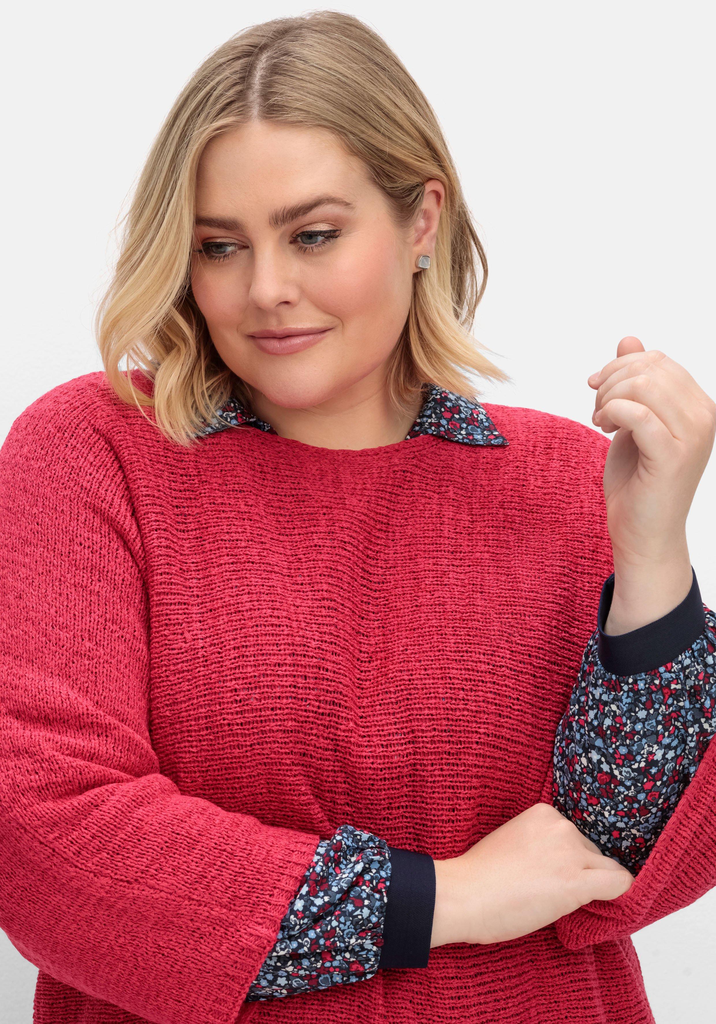 Oversized-Pullover mit 3/4-Arm, aus Bändchengarn