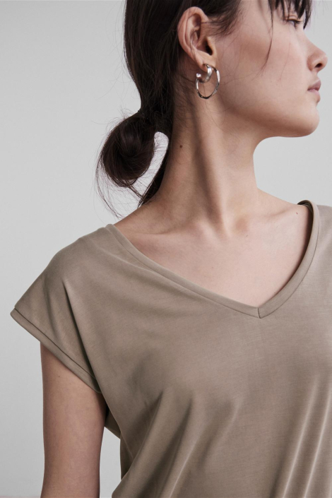 Pieces taupe dames t-shirt