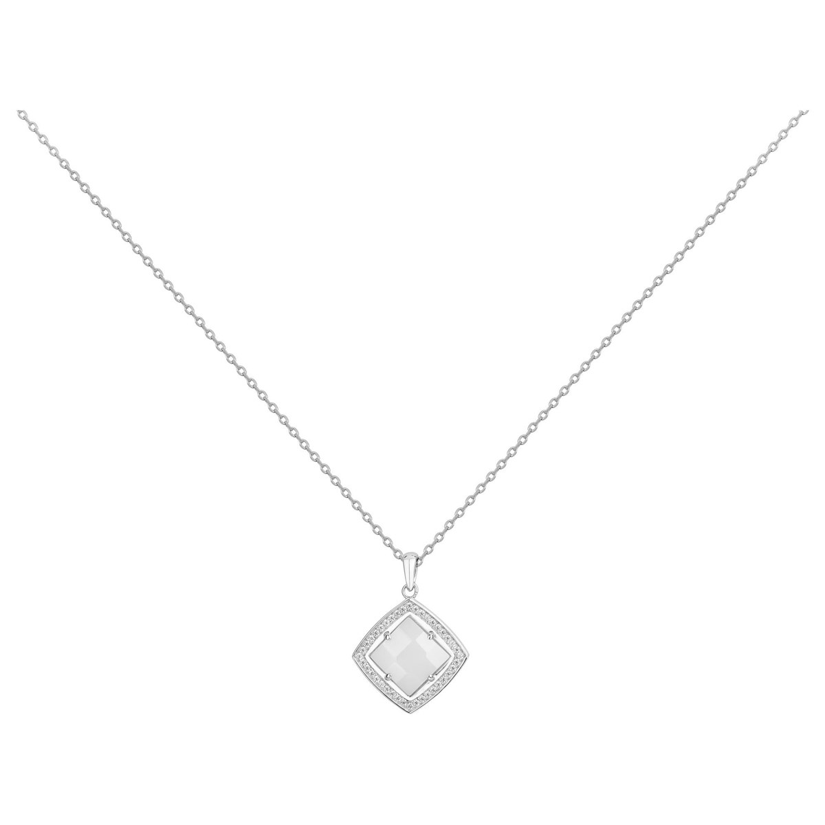 Collier mono-motif en Argent avec oxyde de zirconium blanc