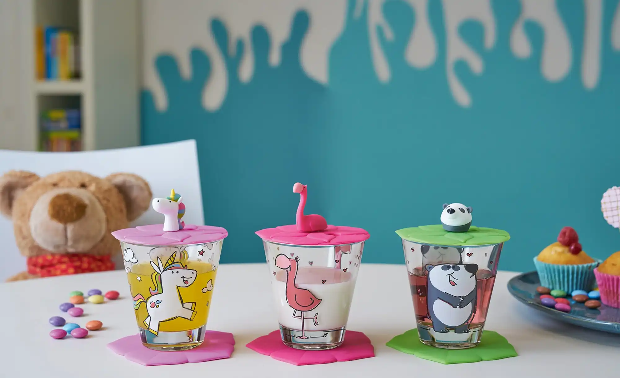 LEONARDO Kinder Trink - Set 9-tlg. Flamingo /Einhorn / Panda Bambini