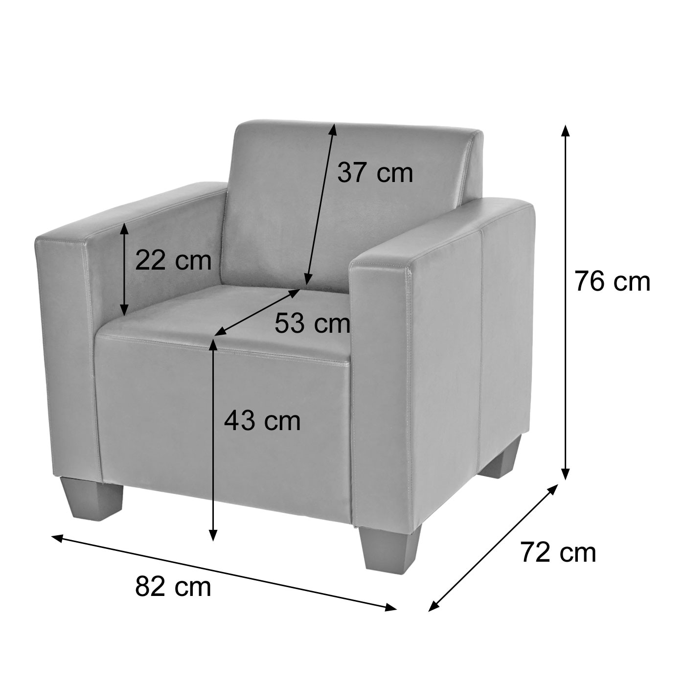Sessel Loungesessel Mocalieri, Kunstleder ~ dunkelgrau