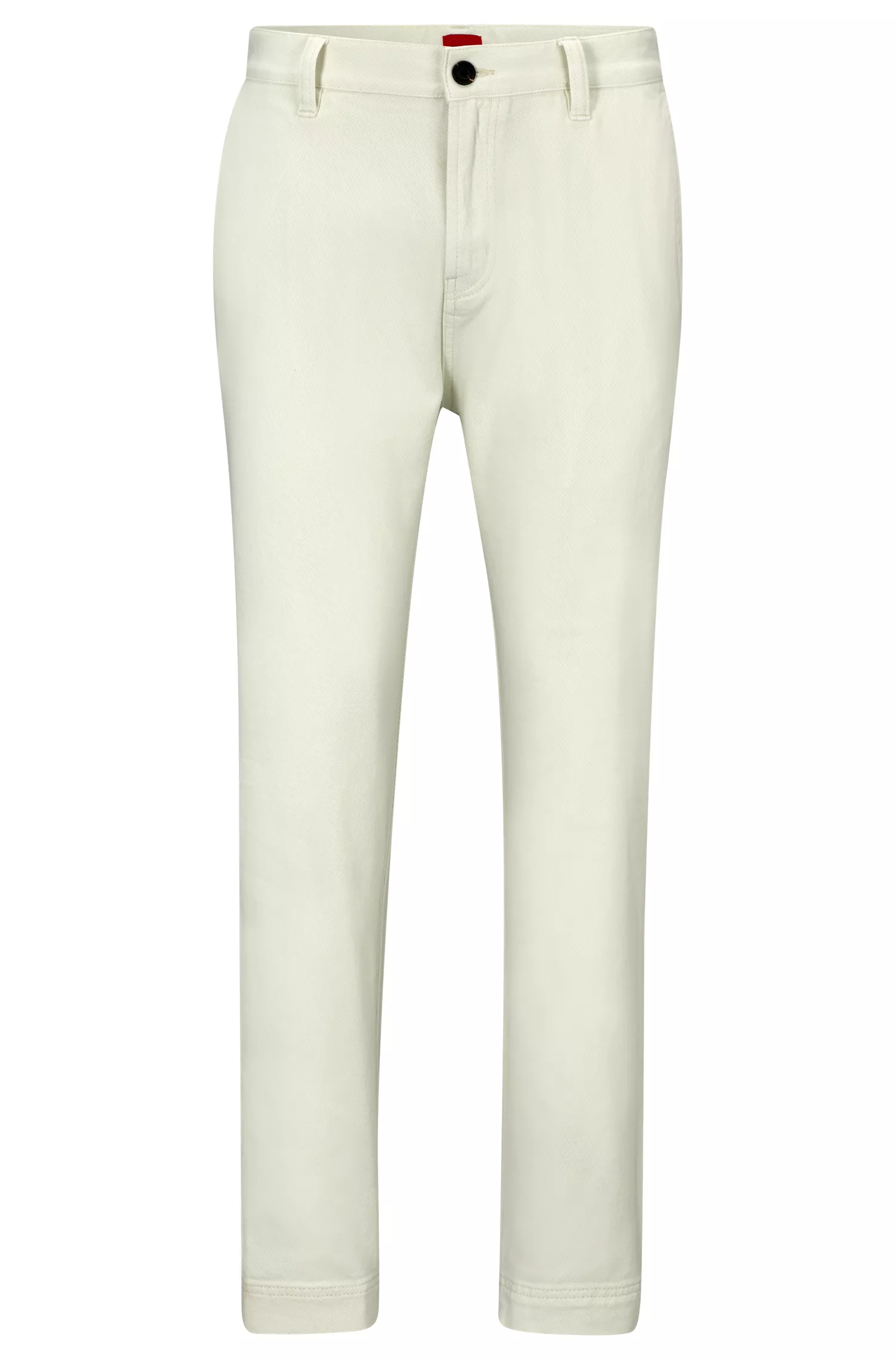 Calça chino HUGO vermelha, corte afunilado, em gabardine de algodão.