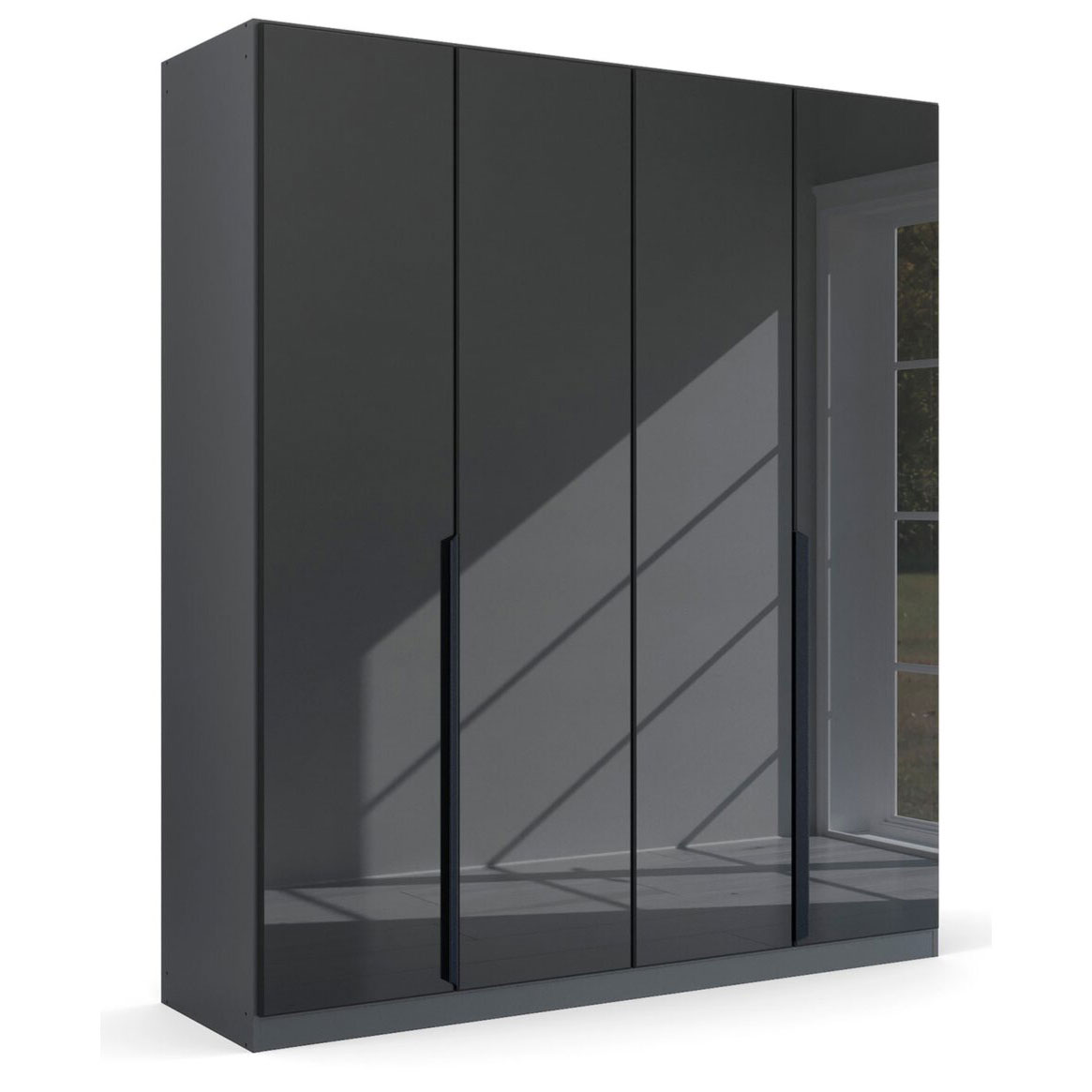 Drehtürenschrank - grau - 4 Glastüren - 181 cm