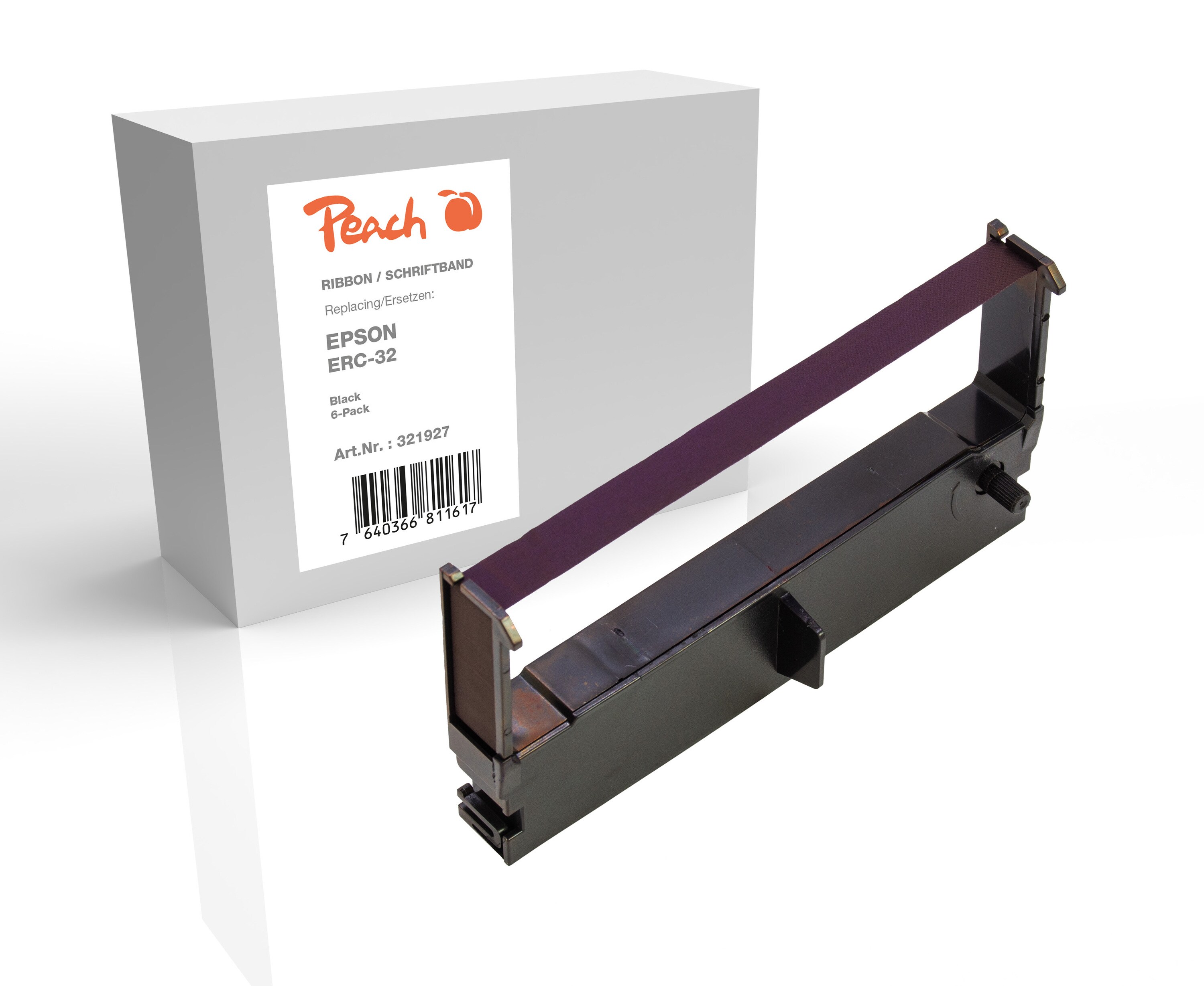 Peach Farbbandkassette kompatibel zu Epson ERC 32, schwarz, 6-Pack Epson