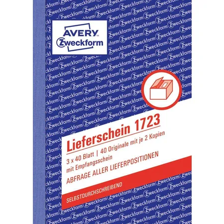 Avery Zweckform 1723 Lieferscheine mit Empfangsschein, A6, selbstdurchschreibend, 3x40 Blatt