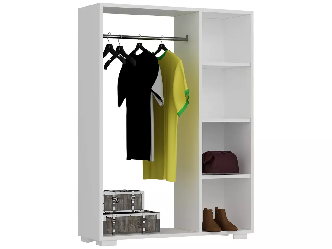 Armoire Nesbyen avec 4 compartiments de stockage 123 x 90 x 30 cm blanc [en.casa]