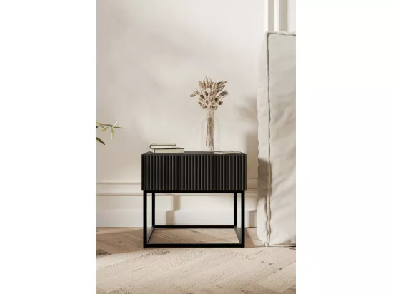 Table de chevet - 50 cm - noir avec pieds noirs - VELDIO