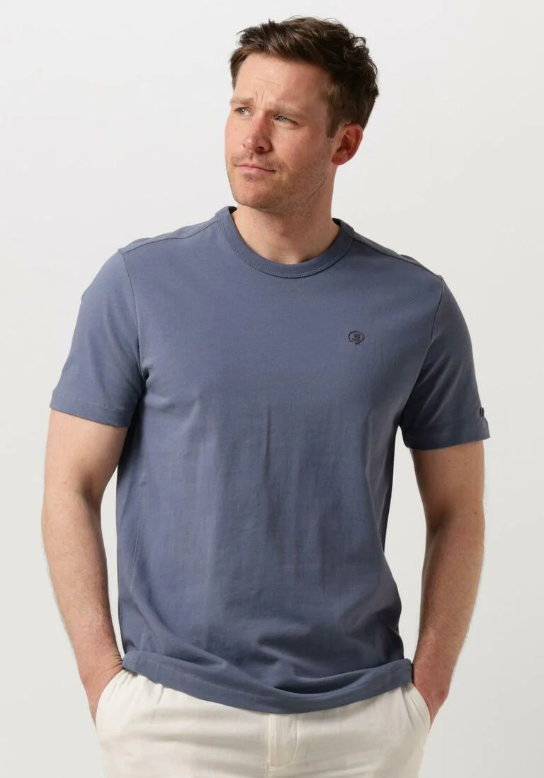 CAST IRON blauwe cast iron t-shirt r-neck regular fit heavy cotton