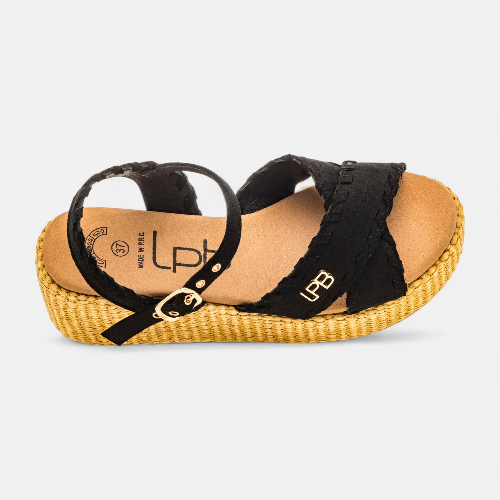 Nu-pieds à talon compensé Femme noir