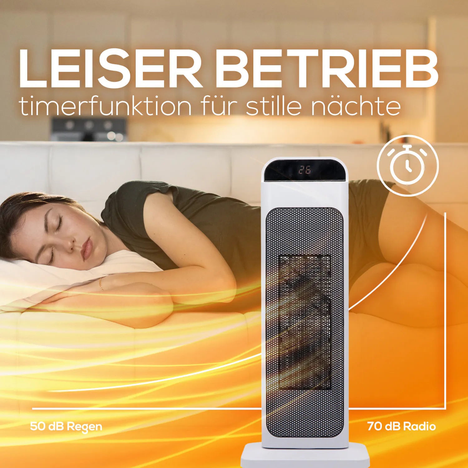 TroniTechnik® Turm-Keramik-Heizer 2000 Watt WIFI / APP, Heizlüfter, Fernbedienung, Oszillation, Timer, Kippsicherung, LCD