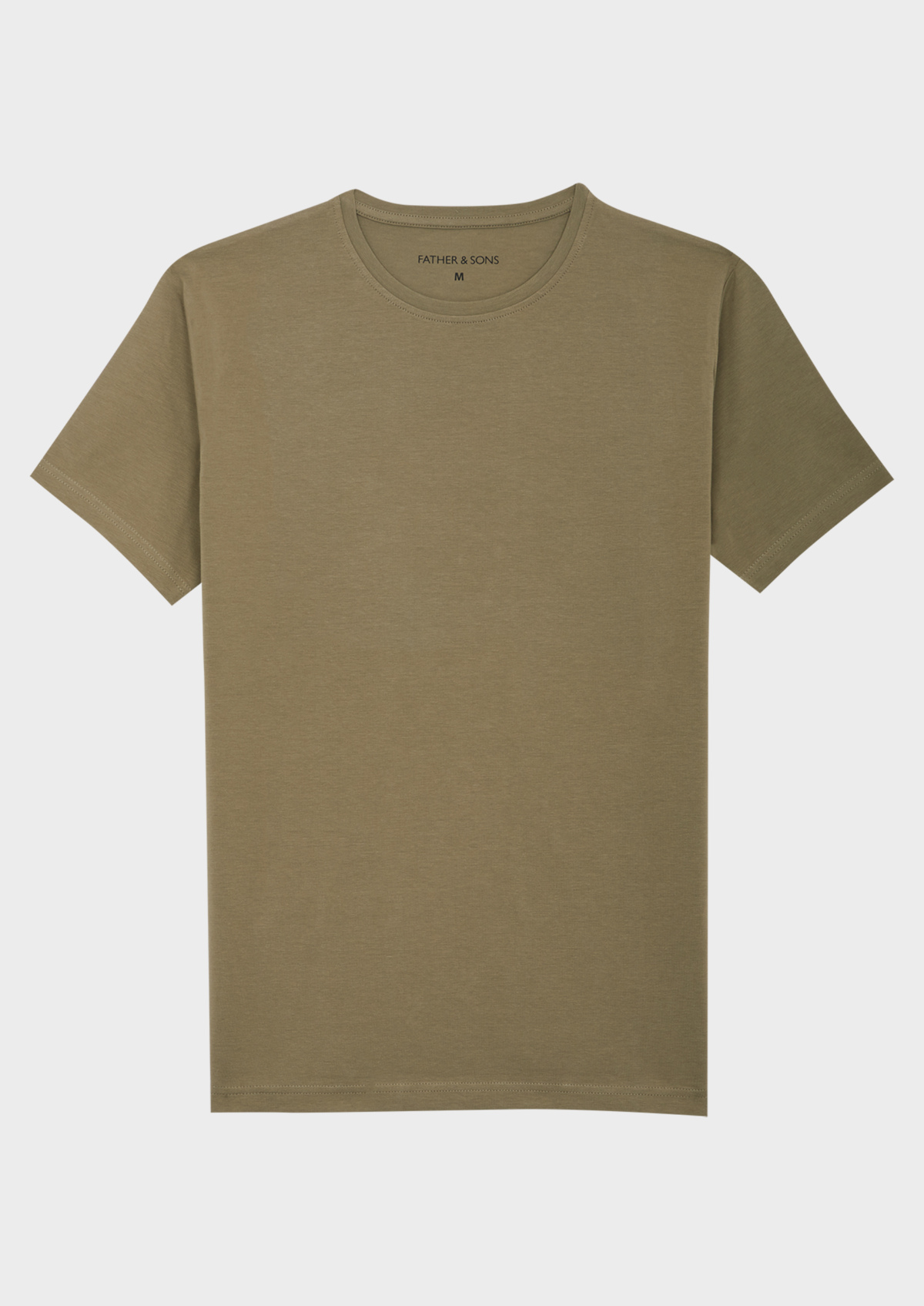 Tee-shirt manches courtes en coton stretch col rond uni kaki