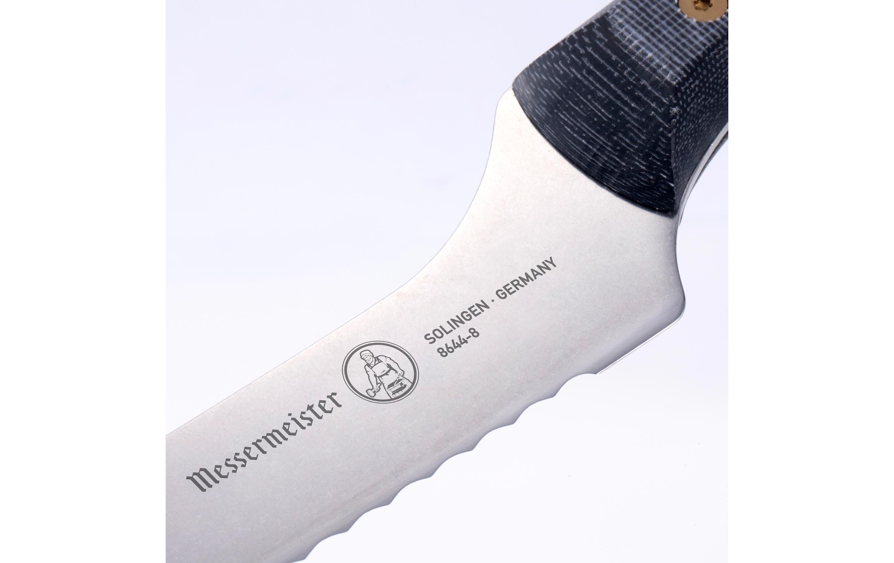Brotmesser Custom 20 cm, Blau/SilberOffset-Messer mit Wellenschliff