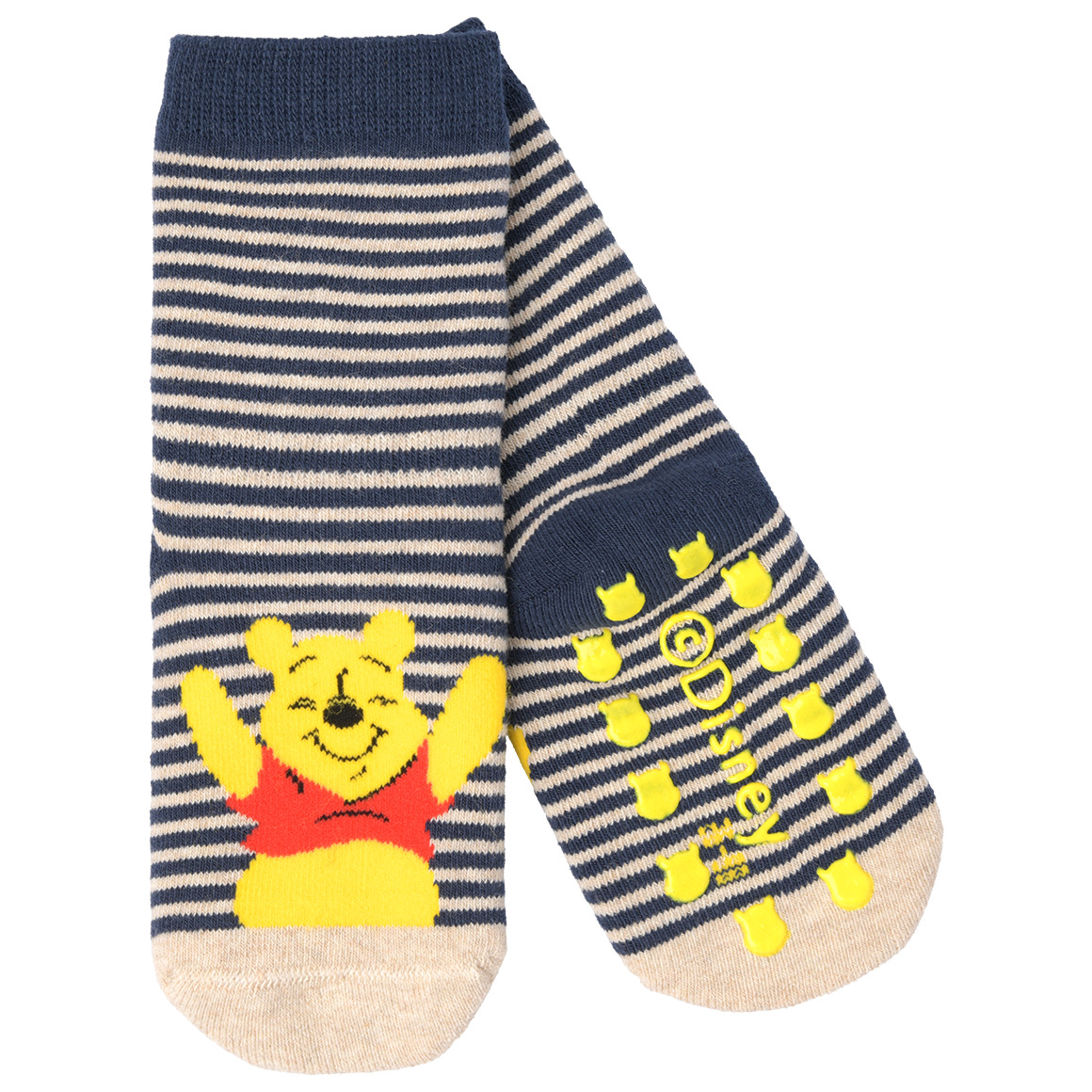 Topomini 3 Paar Winnie Puuh Stoppersocken im Set dunkelblau / cremeweiss