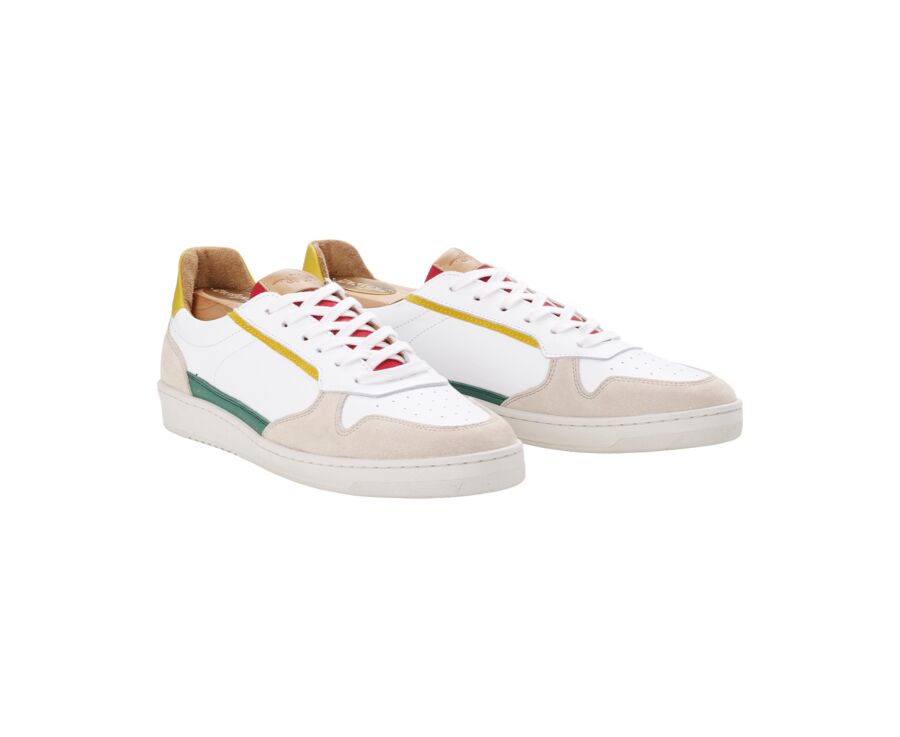 Sneakers cuir homme Vert Blanc et Jaune - KOLORA