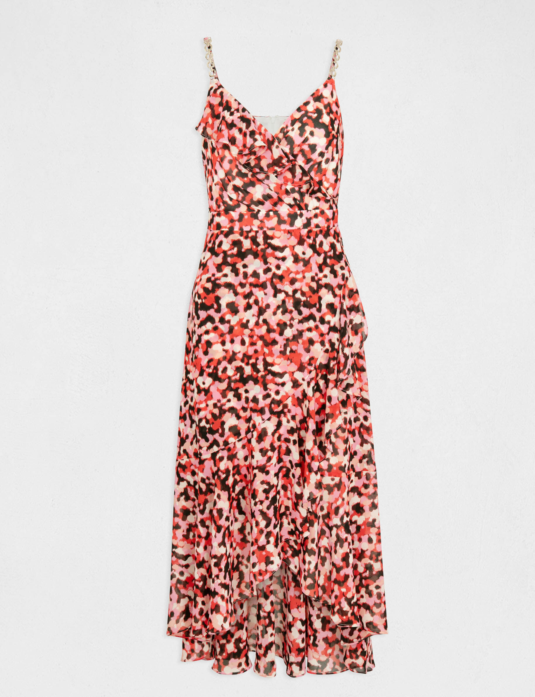 Robe longue évasée imprimé abstrait rose femme - rose