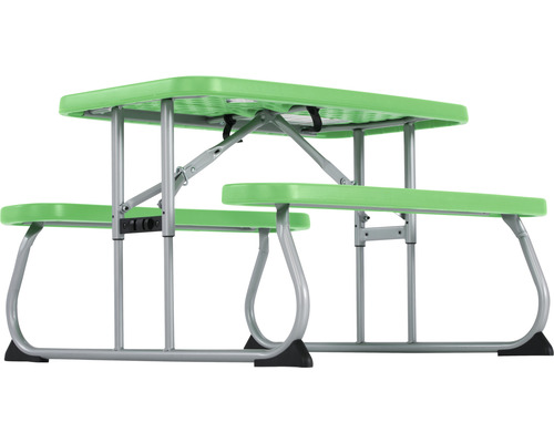 Kleutermeubilair Lifetime 4-zits bestaande uit: 2 banken, tafel, groen kunststof