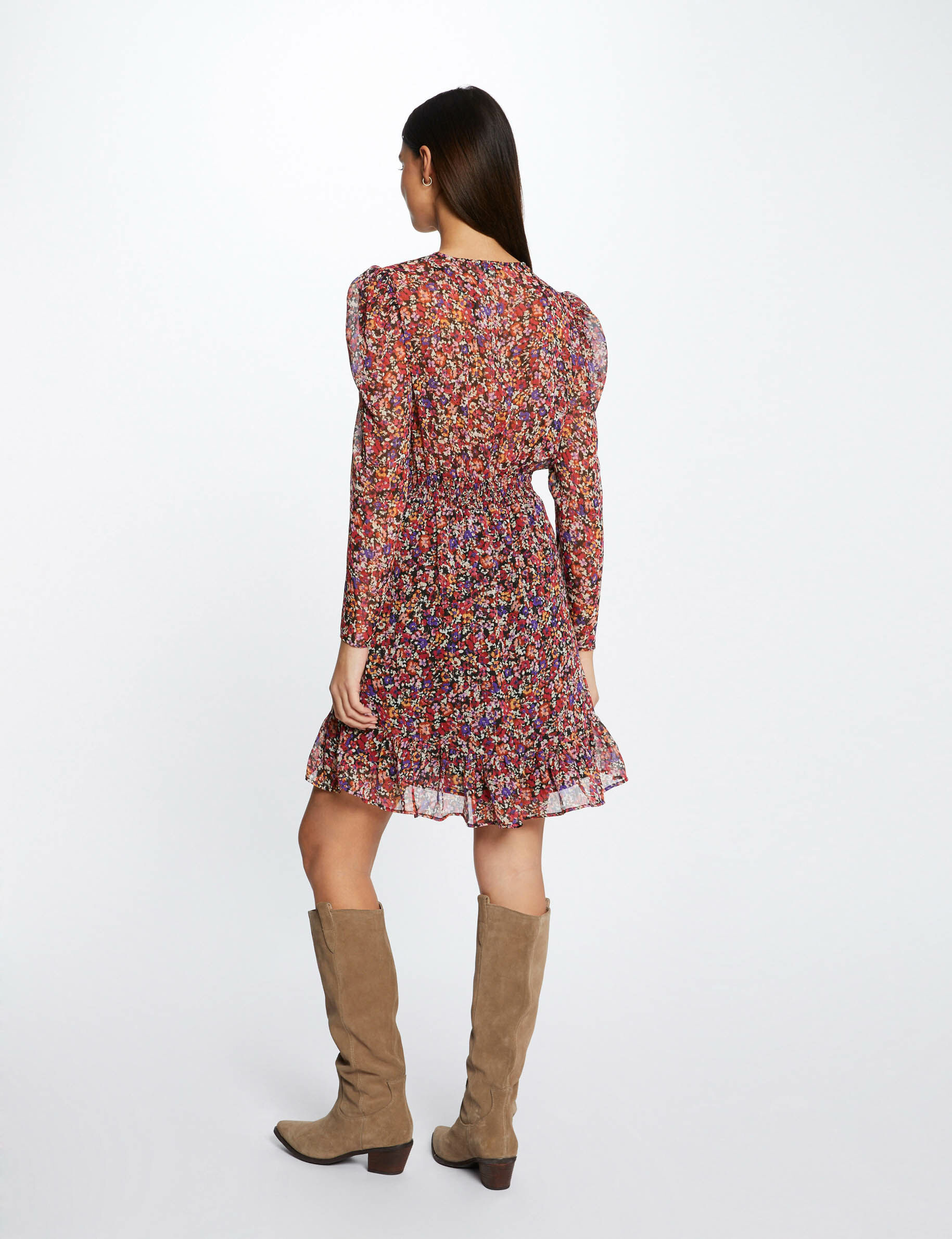 Robe droite fluide imprimé floral multico femme - multico