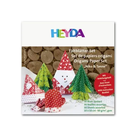 Heyda Origami-Set Nikolaus und Tanne rot, 30 Blatt