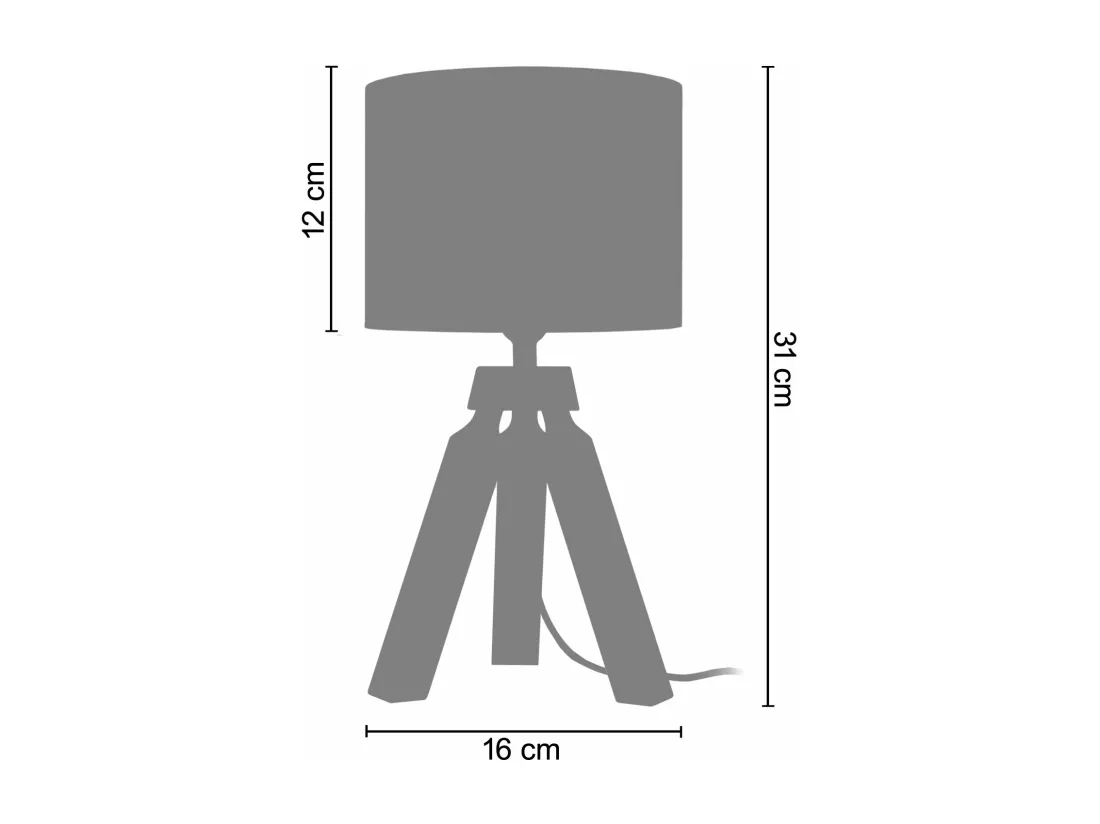 Lampe de chevet, trépied bois naturel 31 cm.