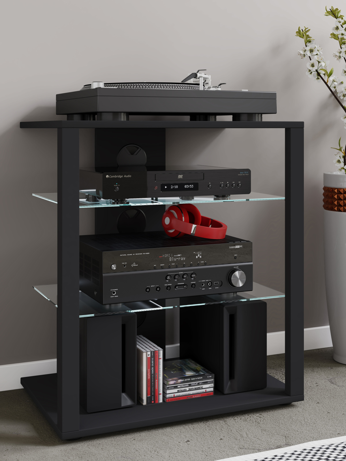 HiFi-Möbel FOLAS - schwarz - 60 cm