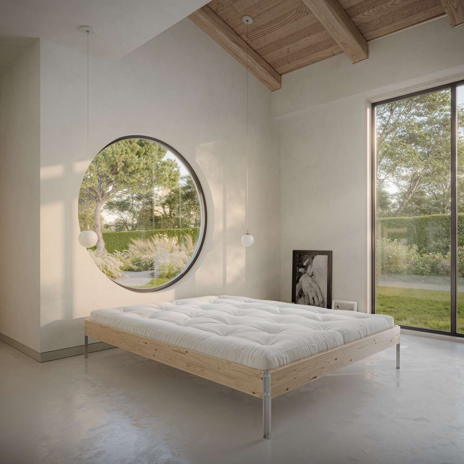 Karup Design Bettgestell »CORE BED Bodenbett, Holzrahmen, Futonbett, Jugendbett, Holzbett« Massivholzbett mit Lattenrost, Kiefer massiv, Doppelbett ohne Kopfteil