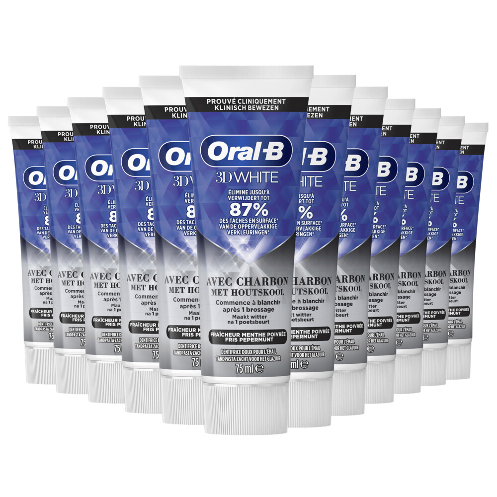 12x Oral-B Tandpasta 3D White Houtskool75 ml