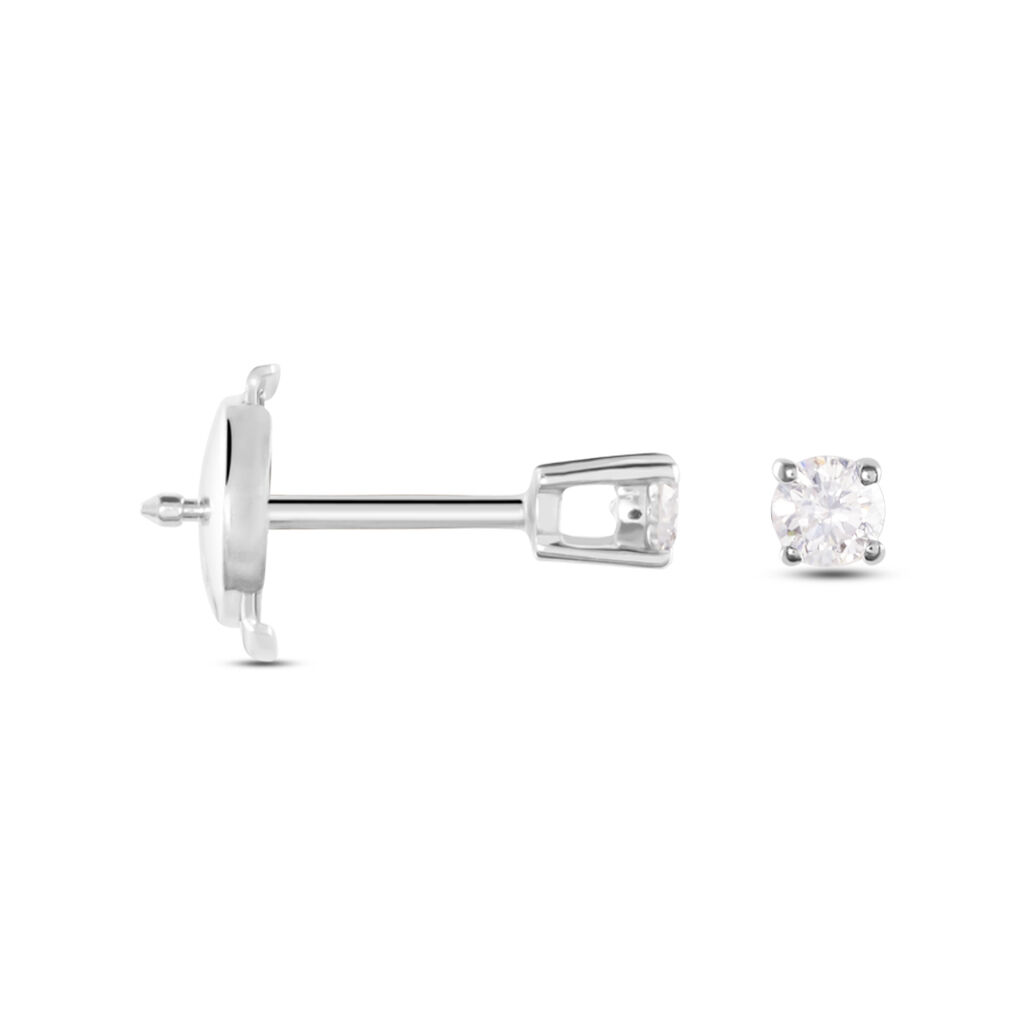 Boucles D'oreilles Puces Or Blanc Victoria Diamants