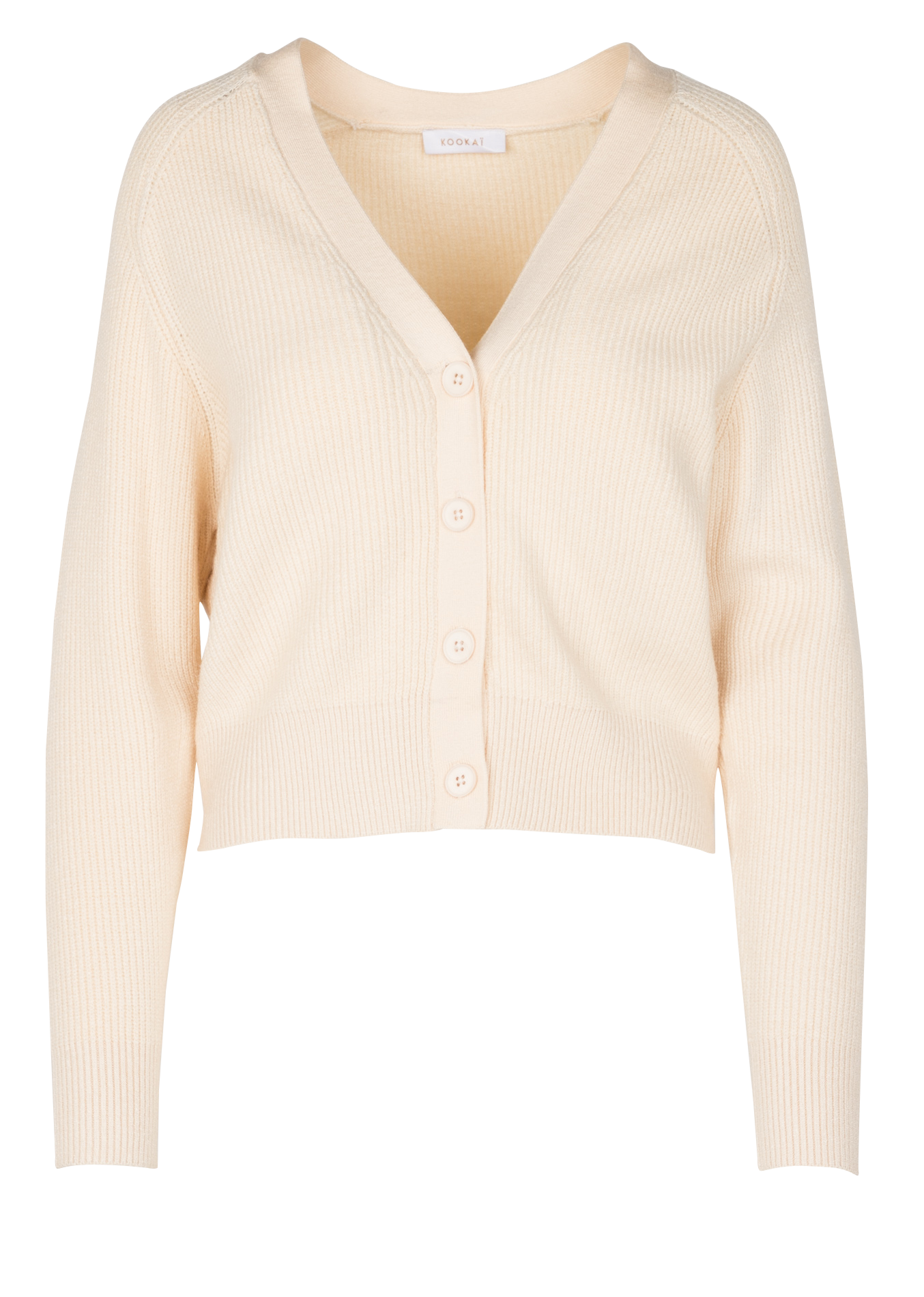 LOU - Cardigan boutonné à col v | Beige