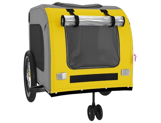 VIDAXL - Remorque de vélo pour animaux de compagnie jaune et gris