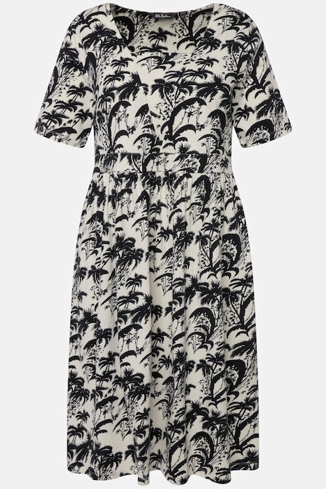 Midikleid, A-Linie, Carree-Ausschnitt, Halbarm